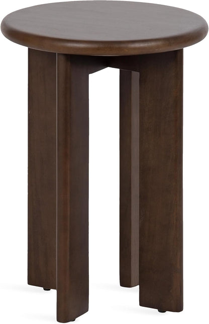 Kate and Laurel Seebeck Modern Wooden Round Side Table; 14 x 14 x 20; Dark Brown; Transitional Wood End Table for Use as Bedroom Nightstand or Living Room Accent Table
