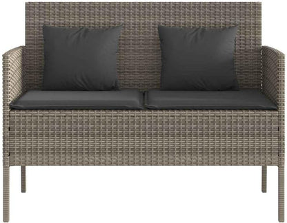 Gray Poly Rattan Outdoor Storage Bench with Cushion, Patio Seating with Waterproof Storage Bag for Cushions and Towels