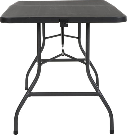 COSCO 6 ft. Fold-in-Half Banquet Table w/Handle, Black