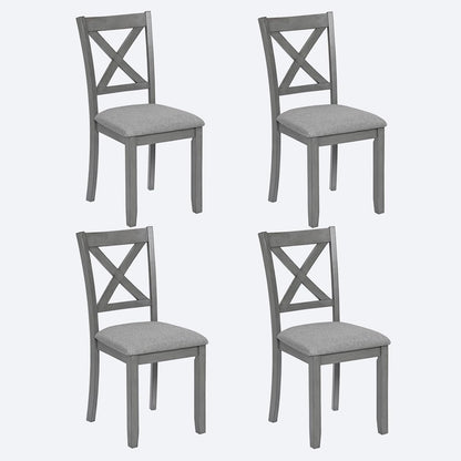 Ball & Cast Wood Frame Dining Chairs Set of 4, Modern Linen Upholstered Kitchen-Chairs with Padded Seat, 330lb Heavy Duty X-Backrest Side Chair for Dining Living Room, Easy Assembly, Gray