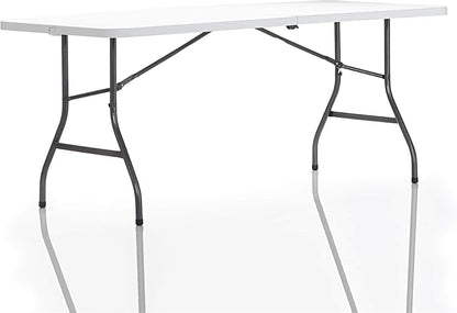 Cosco 6ft Fold-in-Half Blow Molded Folding Table, Indoor/Outdoor, Comfort Handle, Lightweight Plastic Construction - White