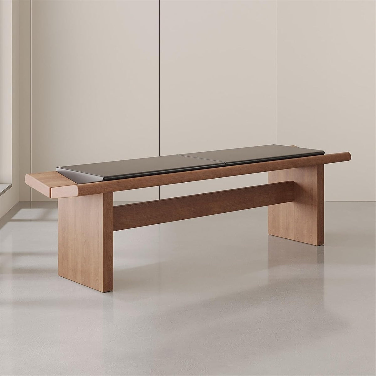 Modern Wooden Long Shoe-Changing Bench for Bedroom Dressing Room Leather Bed end Upholstered Entryway(Large)