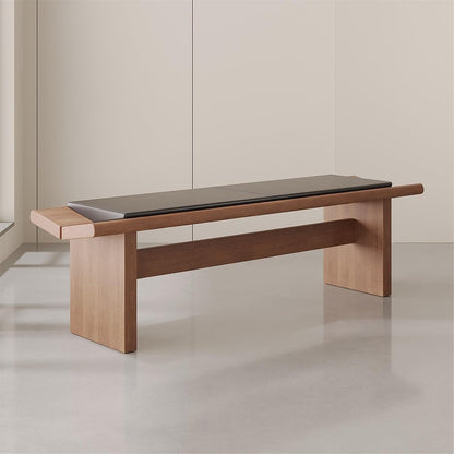 Modern Wooden Long Shoe-Changing Bench for Bedroom Dressing Room Leather Bed end Upholstered Entryway(Medium)