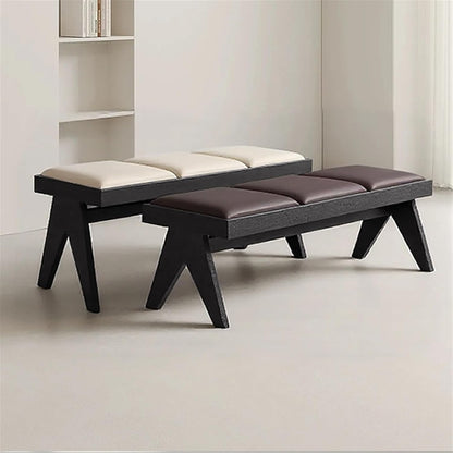 Modern Retro Wooden Upholstered Dining Table Cloakroom Shoe-Changing Stool Bedroom Bed-end Entryway(Large)