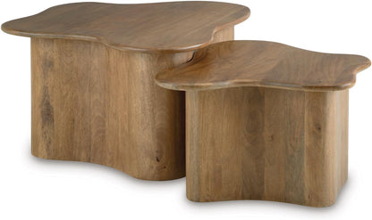 Signature Design by Ashley Solid Mango Wood Nesting Coffee Table Set of 2 | Solid mango wood, Organic modern pedestal tables, Living room use, Abeford Series