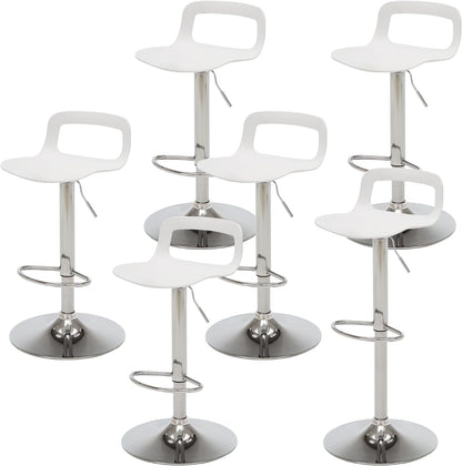 NOBPEINT NOB Contemporary Chrome Air Lift Adjustable Swivel Bar Stool (6 Pieces, White)