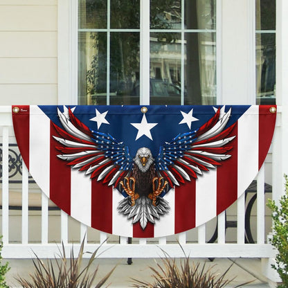 FLAGWIX American Flag Patriotic Eagle American Non-Pleated Fan Flag TPT1636F, 3x6 ft, 2 Pack Suitable for Outdoor and Indoor