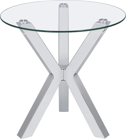Coaster Home Furnishings Kenzie Round Tempered Glass Top End Side Table Chrome