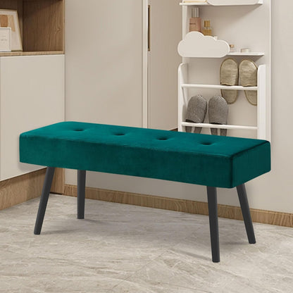 Entryway Bench - 40" Bench for Bedroom, Modern Ottoman End of Bed, Upholstered Bench with Metal Legs, Dining Bench for Living Room, Entryway, Dark Green Velvet