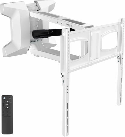 VIVO White Motorized TV Wall Mount for 37 to 70 in Screens, MOUNT-E-M070R-W | Height Adjustable, Above Fireplace, Electric Drop Down Mantel TV Mount with Remote Control, Holds 77 lbs