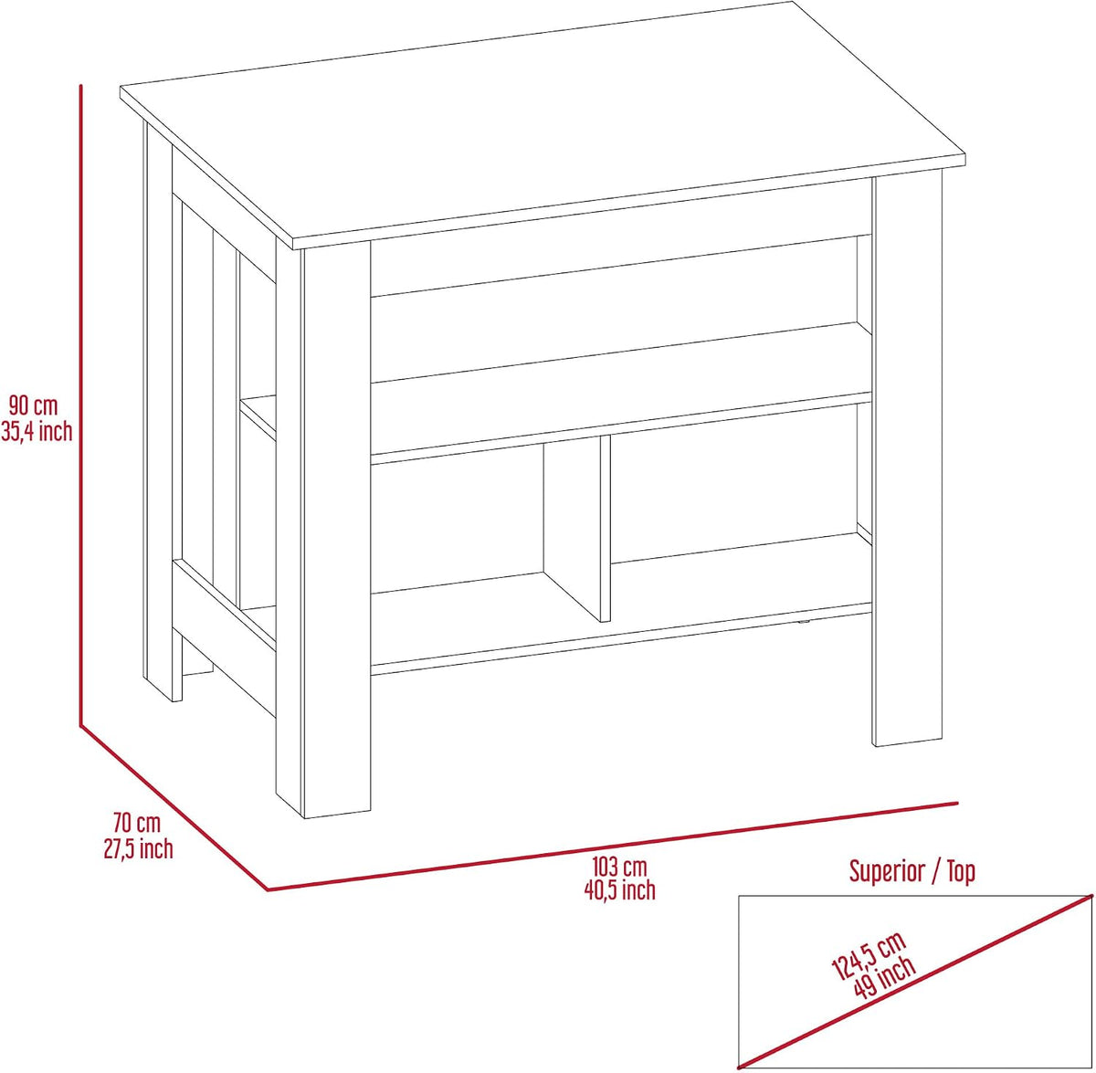 Kitchen Island with Three Shelves and Four Legs - Light Gray/White | Three shelves and four legs design for stable kitchen use