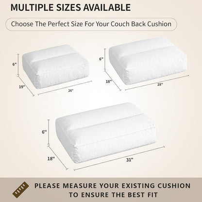 3 Pack Couch Back Cushion Replacement, 6 Inch Thick Supportive Sofa Backrest Pillow Insert with Odorless Shredded Memory Foam for Couch, Loveseats, Sectionals, 31"x18"x6"