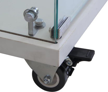 4 Shelves Glass Display Cabinet with 2 Doors Extra Large Display Case Curio Cabinets with Whees & Lock,Glass Bookshelf Storage Collection Display Case for Living Room,47.71"W x 14.37" D x 66.53"H