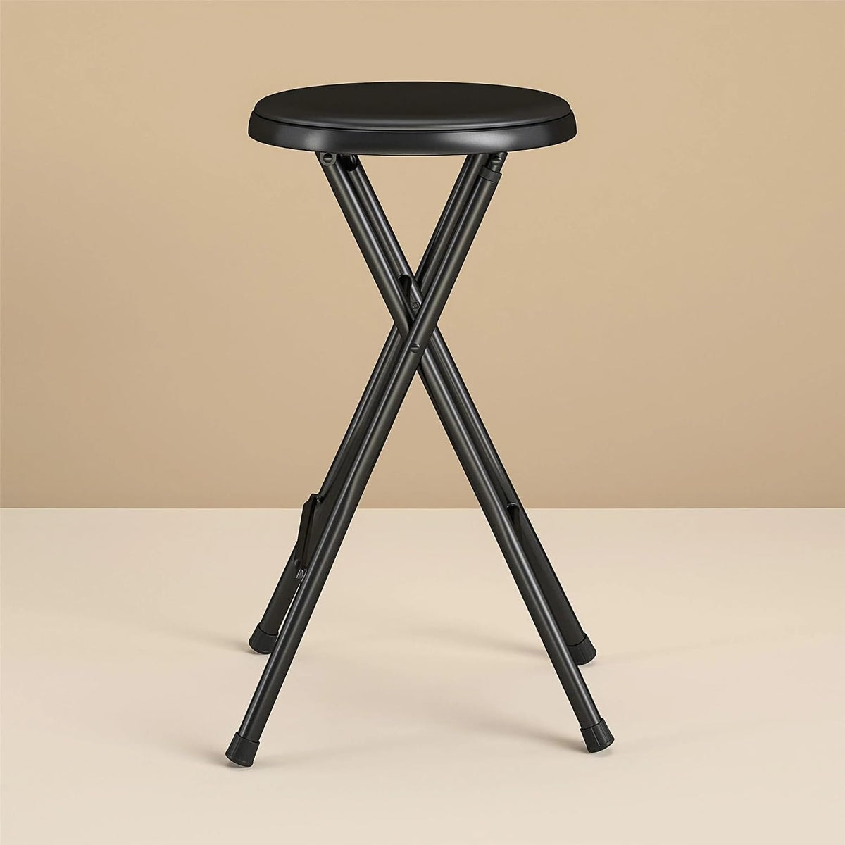 24" Vinyl Padded Folding Stool, Black