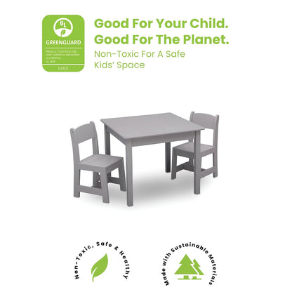 Delta Children MySize Deluxe Toy Box - Greenguard Gold Certified, Bianca White & MySize Kids Wood Table and Chair Set (2 Chairs Included) - Ideal for Arts & Crafts