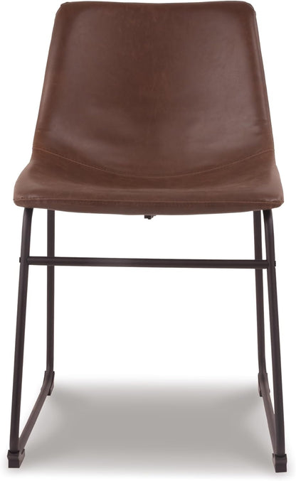 Signature Design by Ashley Centiar Mid-Century Dining Chair Set of 2, Brown | Contoured faux leather bucket seats, Matte black tubular metal base, Optimized for compact kitchen and eat-in spaces