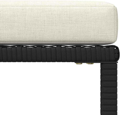 vidaXL Black Poly Rattan Sectional Footrest with Cream White Cushions - Versatile Outdoor Furniture - Steel Frame - Weather-Resistant Material