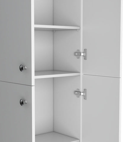 71" Tall Pantry with 4 Doors & 5 Adjustable Shelves - White - Ideal for Kitchen Storage & Laundry Room Organization
