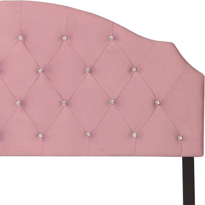 HOME DESIGN Evelina King Diamond Tufted Velvet Headboard, Pink