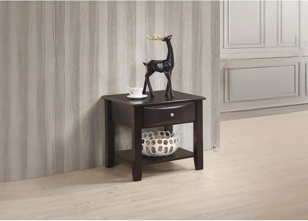 4pc Occasional Tables Set Living Room Coffee and Console Table 2X End Tables Wooden Classic Drawers Open Storage Shelf Base