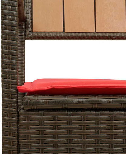 Brown Poly Rattan Patio Storage Bench with Cushion, Outdoor Seat with Waterproof Storage Bag and Gas Spring Lid