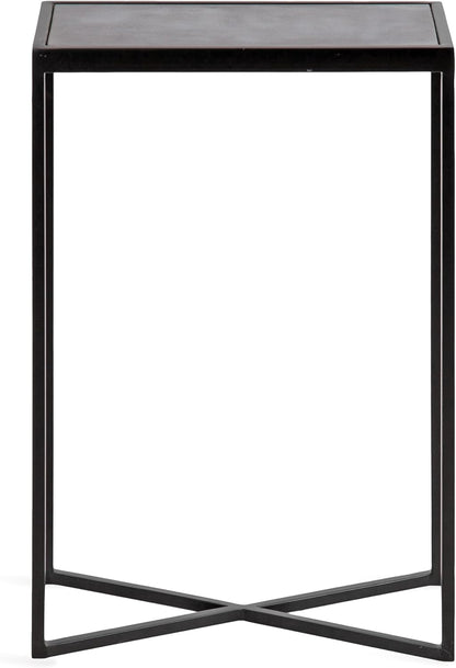 Kate and Laurel Jaspur Modern Slim Side Table, 16 x 8 x 24, Black Marble and Black, Decorative Glam Narrow End Table for Use as Skinny Bedroom Nightstand or Living Room Accent Table