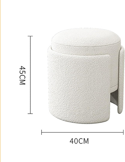 Modern Round Ottoman with Soft Padded Seat, Multifunctional Vanity Chairs for Makeup, Upholstered Footrest Stool Ottoman Foot Stool for Living Room Bedroom (A,C)