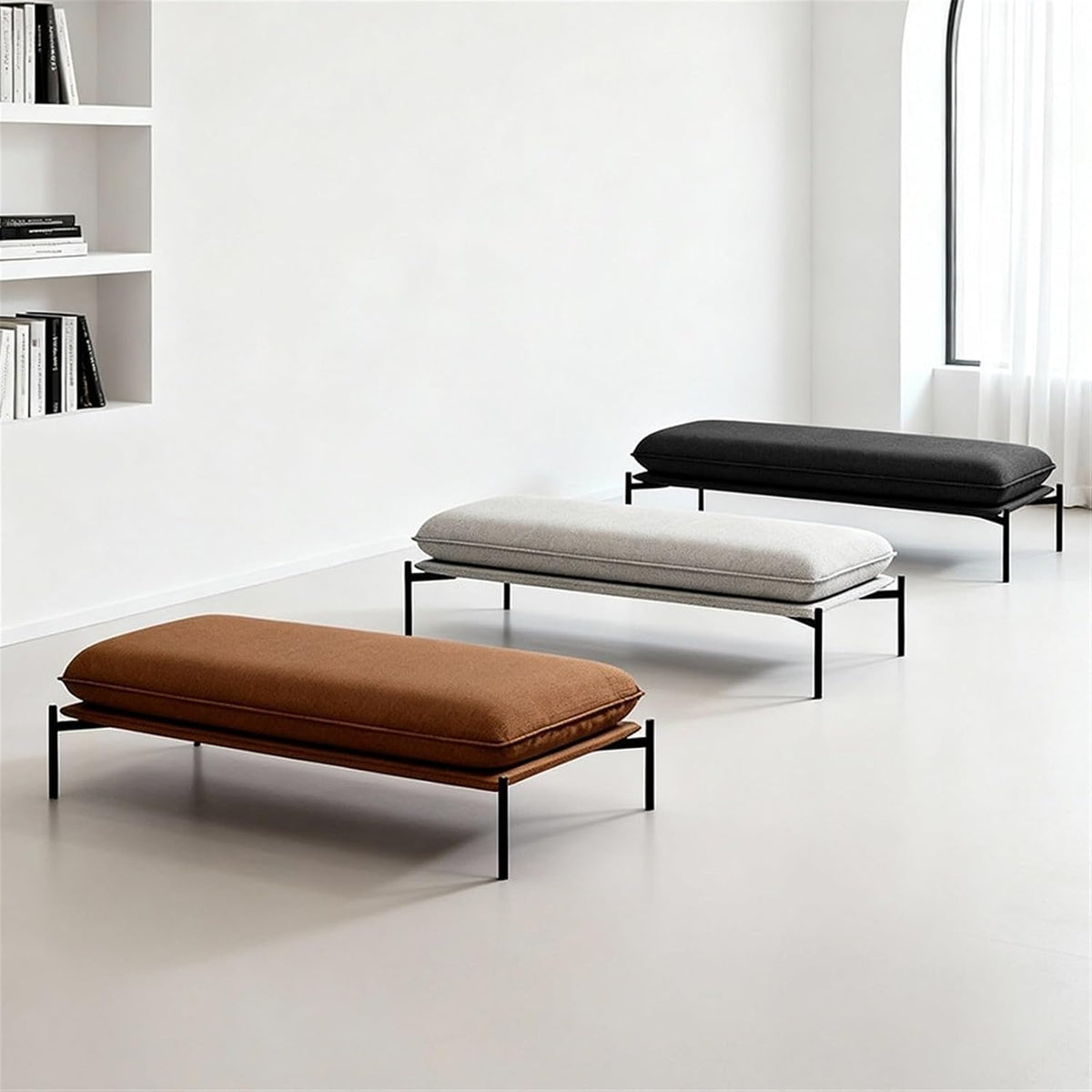 Modern Stainless Steel Bed end Stool Bedroom Resting Clothing Store Fabric Shoe Changing Entryway(Large)