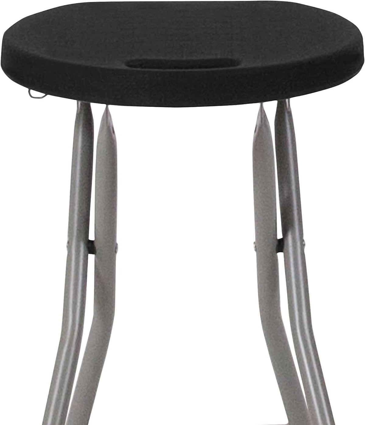 Flash Furniture Micah Foldable Stool with Black Plastic Seat and Titanium Gray Frame | Lightweight, Compact, Easy Storage, Indoor Use