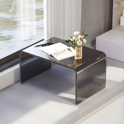 Side Table,C Shaped End Table, Acrylic Sofa Side Table, Bedside Table for Bedroom Small Modern Coffee Table Suitable for Living Room (Smoke Gray)