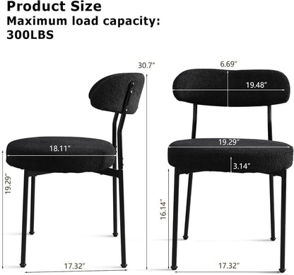 Dining Table and Dining Chair Set 23.6" Black Round Table&2 Boucle Upholstered Chairs for Kitchen Dining Room Small Space 3 Piece Dining Table and Chair Set (Black)