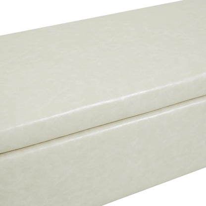 Faux Leather Storage Bench for Bedroom, Extra Long Bench for King Size Bed, Modern Upholstered End of Bed Ottoman Bench with Arms for Entryway Living Room (Faux Leather-Beige)