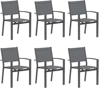 Elountik Set of 6 Heavy Duty Outdoor Patio Chairs, All Weather Textilene Mesh, Metal Frame, 350lb Capacity, Grey