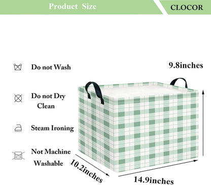 CLOCOR Rectangular Storage Bin,Waterproof Books Box,Gift Basket(Green Grid)