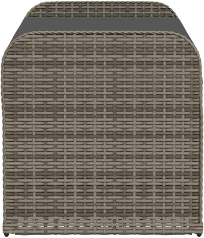 Grey PE Rattan Patio Storage Bench with Cushion, Powder Coated Steel Frame, Hidden Compartment for Garden Organization, Comfortable Seating for Two
