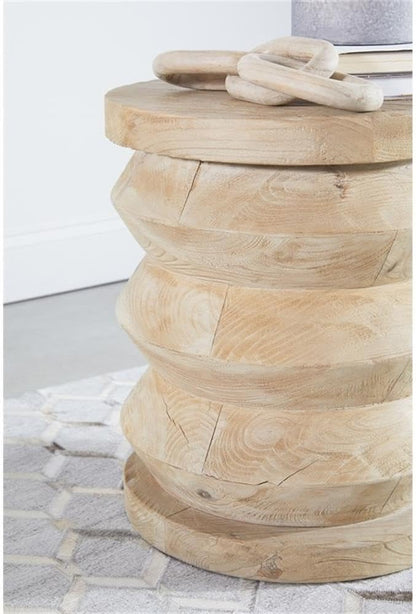 Pemberly Row Modern Transitional Accent Table, Smoke Gray Finish, Solid Reclaimed Pine Wood, Cylindrical Design, Compact 19.25"H x 16.5"W x 16.5"D, Ideal for Small Spaces and Versatile Decor Styles
