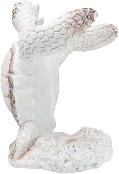 Ebros Gift Nautical Coastal Dancing Antique White Sea Turtle Wine Bottle Holder Caddy Figurine 7.5" High Home Kitchen Decorative Storage Organizer Turtles Terrapins Tortoises Decor