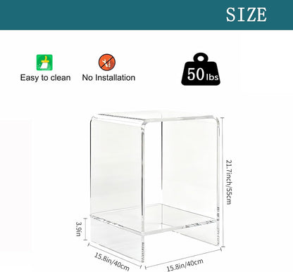 Clear Acrylic End Table/Nightstand,22" H Sleek and Durable Bedside Storage. Ideal for Bedrooms, Living Rooms, and Modern Interiors. (2 Tier- Bottom)