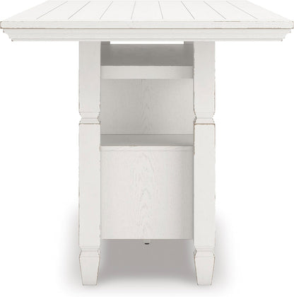 Signature Design By Ashley Robbinsdale 72-Inch Counter Height Dining Table with Kitchen Island Storage, Rubberwood Solids, Ash Veneer and MDF Substrates, Antique White