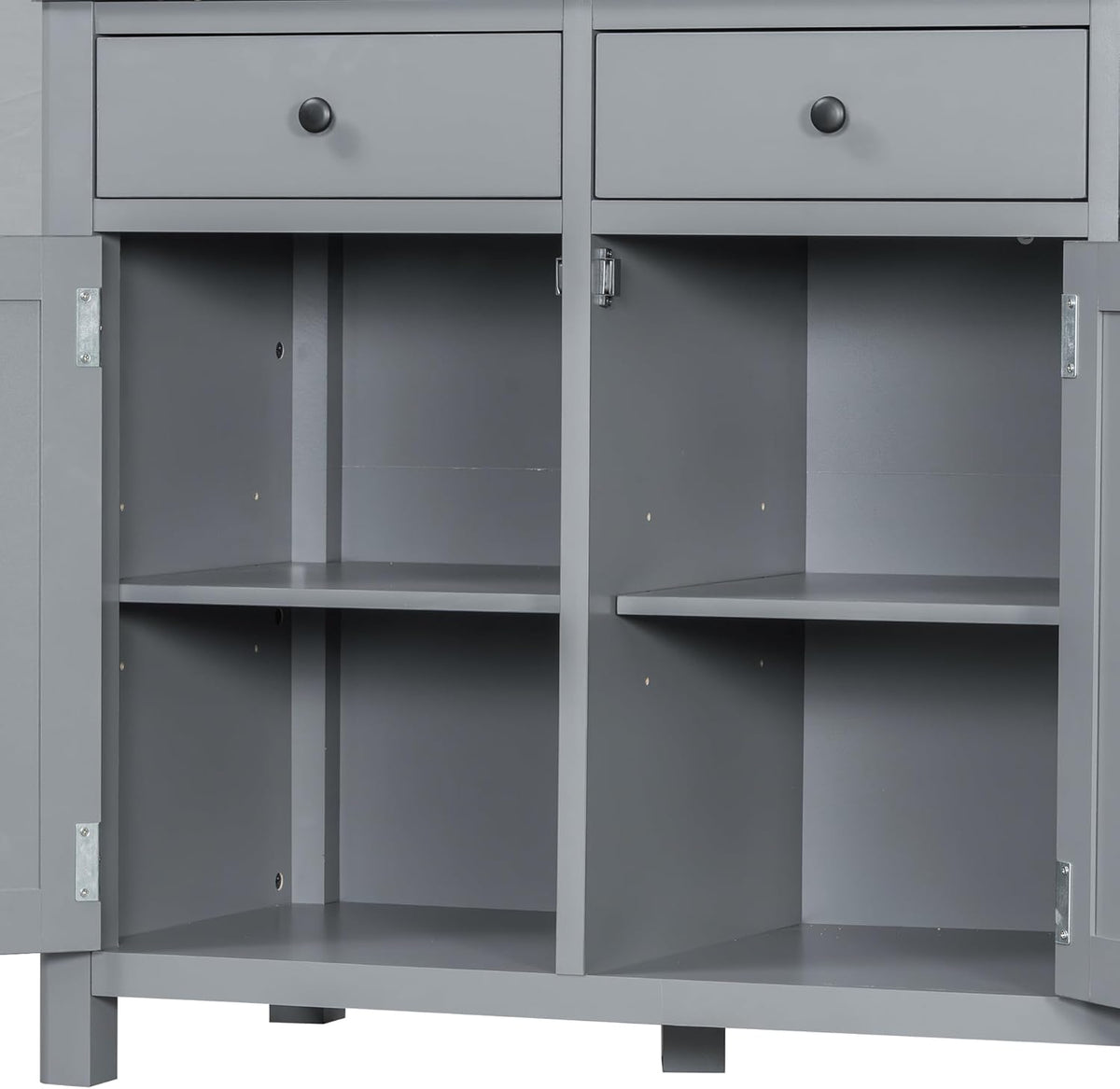 Merax 74.8'' Tall Kitchen Pantry Storage Cabinet with 6 Doors, 3 Drawers and Adjustable Shelves, Freestanding Large Cupboard & Pull-Out Trays for Kitchen, Dining Room, Living Room, Gray