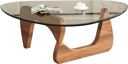 Modern Glass Coffee Table, Mid Century Small Coffee Table, Coffee Table for Living Room,Suitable for Bedroom Living Room Reception Office Tables (Walnut/Transparent, Small)