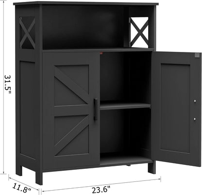 Homhedy Farmhouse Bathroom Storage Cabinet with Doors, Small Floor Cabinet