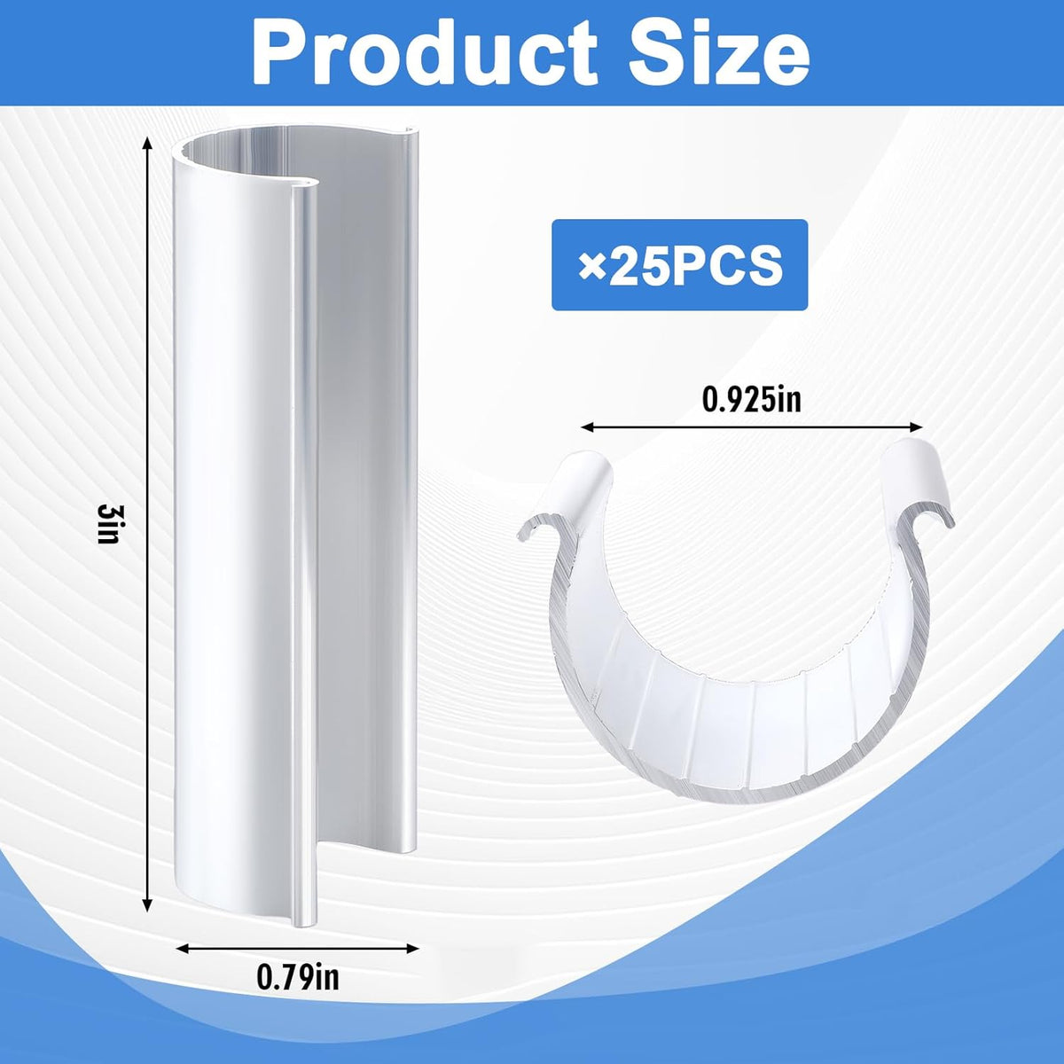 25 Pcs Aluminum Greenhouse Clamps, 0.925 x 3 Inch, Row Covers, Dog Beds, Quilting Frames Shelters, Shades, Netting (fit 1/2 Inch PVC Pipe Tube Clip)
