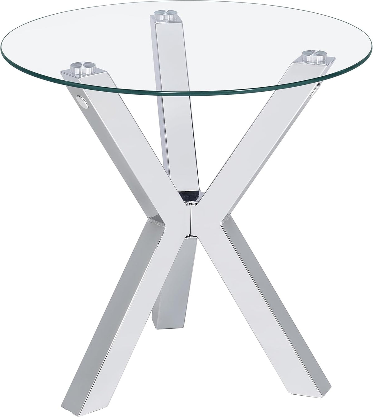 Coaster Home Furnishings Kenzie Round Tempered Glass Top End Side Table Chrome