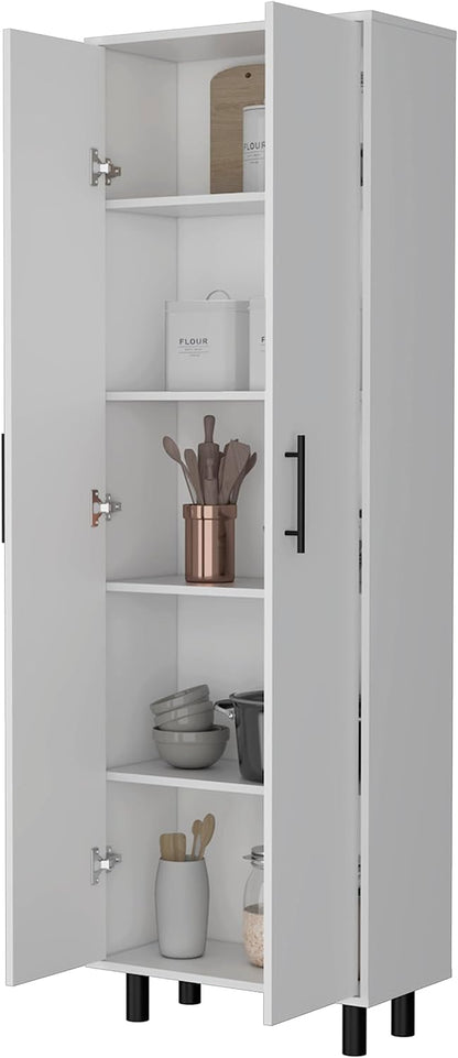 2 Door 5 Shelf Kitchen Pantry White