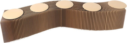 Folding Paper Stool with Pu Cushion,Accordion Paper Folding Sofa Chair,Scalable Folding Bench,3.9/4.9/6.6/8.2ft Accordion Chair Stool,One Seat Holds 400lb,for Living Room,Coffee Bar (Brown, 5 Seats)
