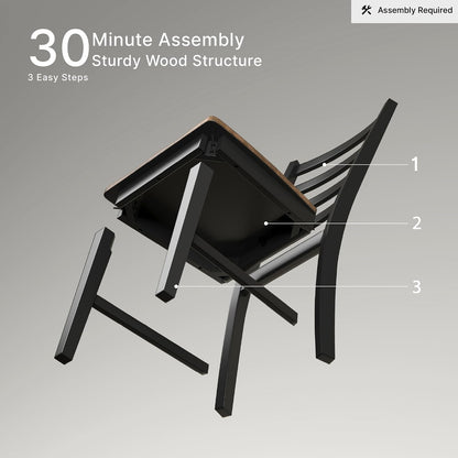 Signature Design by Ashley Wildenauer Dining Chairs Set of 2, Modern Ladderback Dining Chairs with Solid Wood Frame, Two-Tone Finish, Contoured Seat, Black/Brown | Solid wood frame, Mango veneer and MDF substrate seat, Modern ladderback, 250 lb capacity