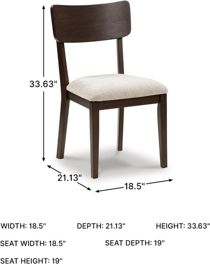 Signature Design by Ashley Favelon Upholstered Wood Dining Chairs, Set of 2 | Mid-century modern curved backrest, Foam cushioned seat, Merlot finish solid wood frame, Casual dining room use