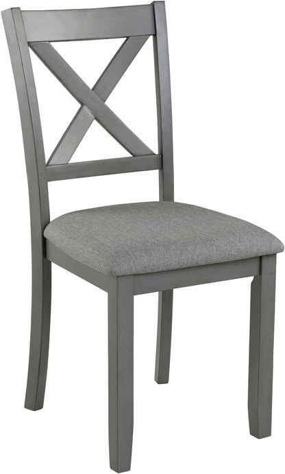 Ball & Cast Wood Frame Dining Chairs Set of 4, Modern Linen Upholstered Kitchen-Chairs with Padded Seat, 330lb Heavy Duty X-Backrest Side Chair for Dining Living Room, Easy Assembly, Gray