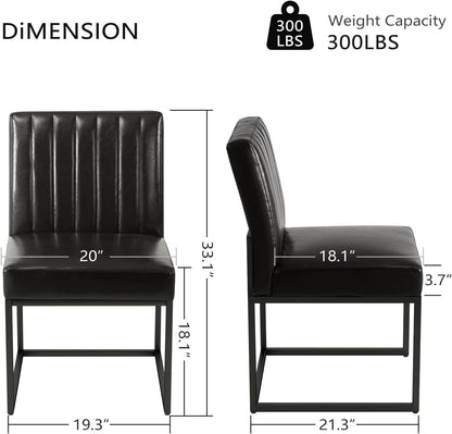 SIMTONAL Black Dining Chairs Set of 4, Modern Comfortable Upholstered Chairs, PU Leather Kitchen & Dining Room Chair with Black Finish Metal Frame